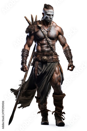 Warrior adult white background bodybuilding.