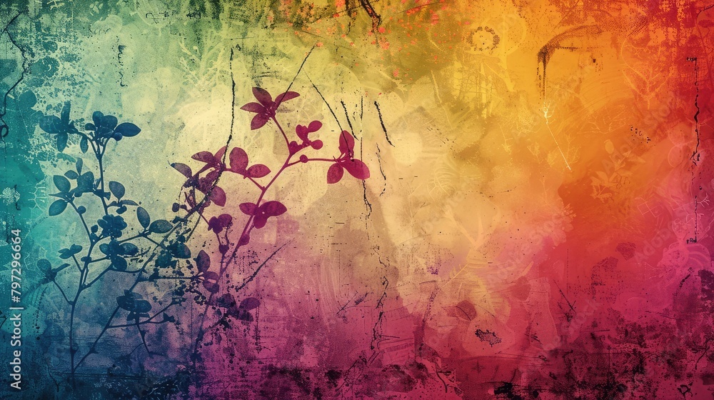 Colorful grunge blossom abstract background.