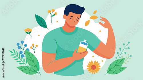 An illustration of a man rubbing a homemade herbal ointment onto his sore muscles with detailed depictions of the herbs used and their.