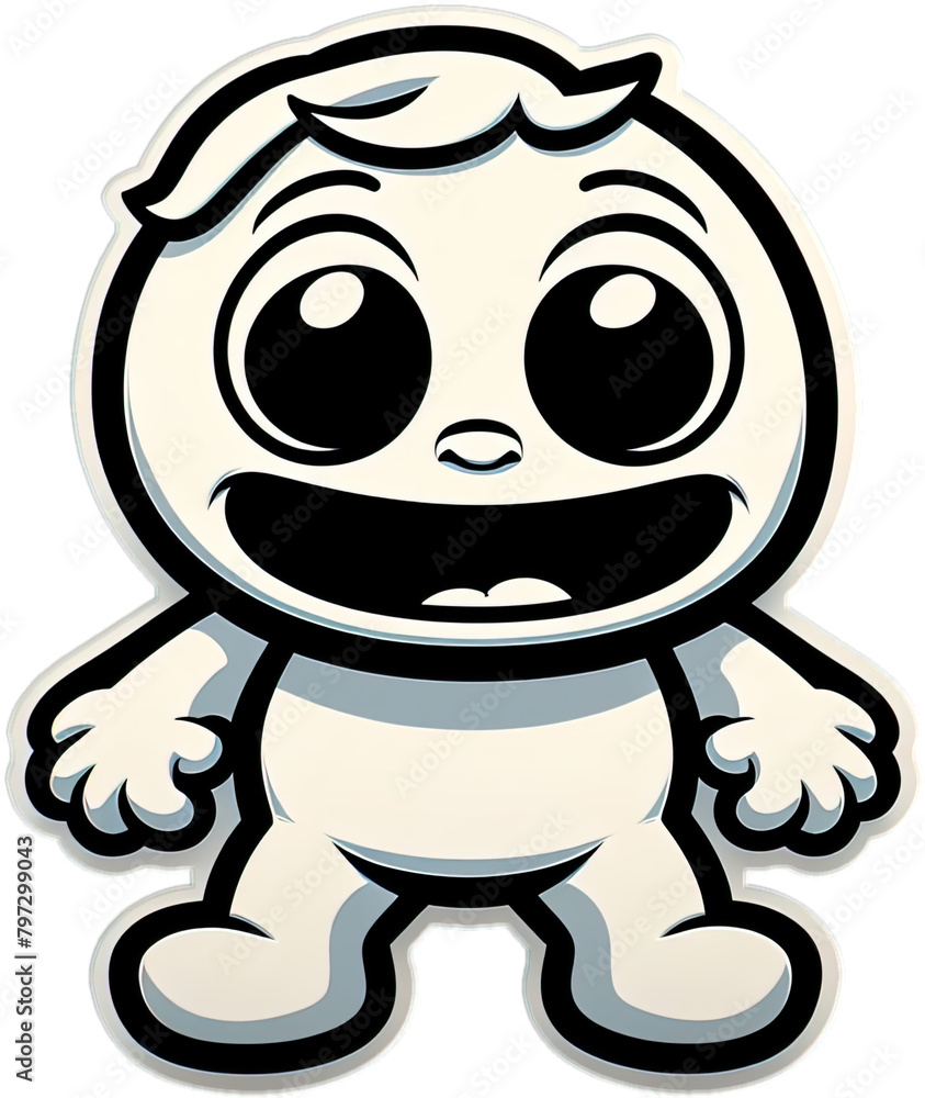 Fototapeta premium Eine kleine lustige Comicfigur im Vektor Sticker Format