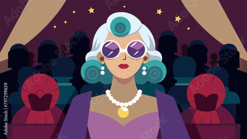 The wealthy socialite in the front row couldnt seem to focus on the performance more concerned with showing off her diamondencrusted opera glasses to. Vector illustration