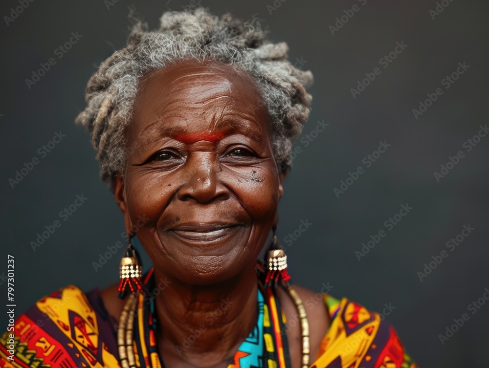 Obraz premium Portrait photo of elderly African women with dark background