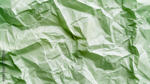 Green crumpled paper texture background for design with copy space for text or image.