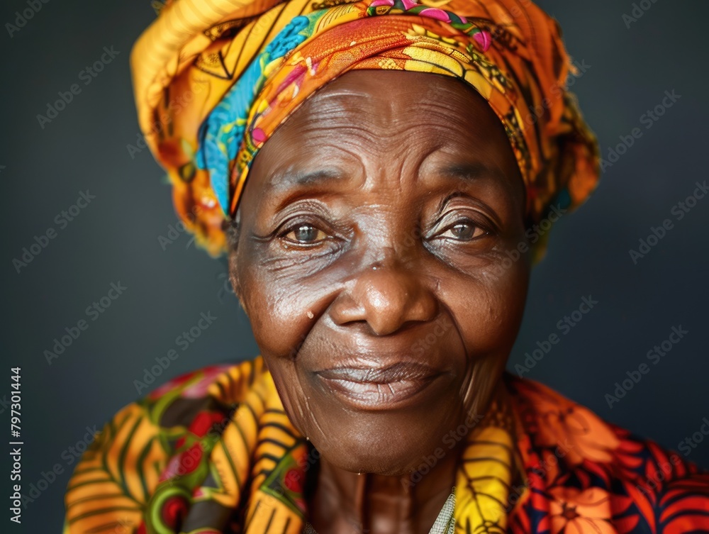 Portrait photo of elderly African women with dark background Portrait photo of elderly African women with dark background