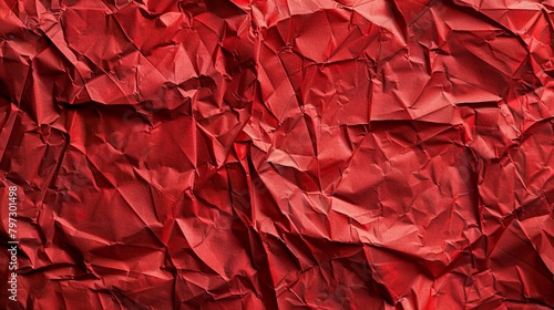 Red crumpled paper texture for business presentation background.