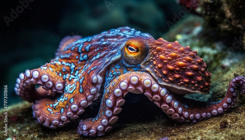 octopus tentacle in underwater reef 