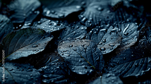 Abstract black Leaves floating on the water's surface for background