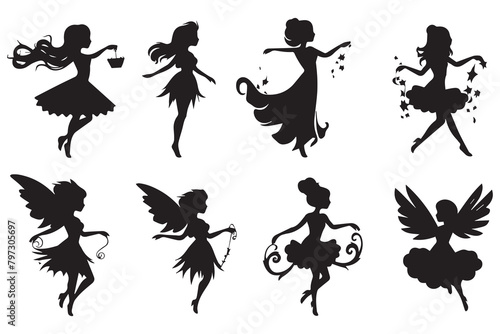 Fairy silhouette vector illustration set