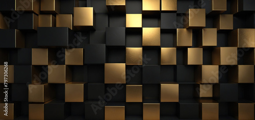 Abstract dark luxurious gold black geometric background