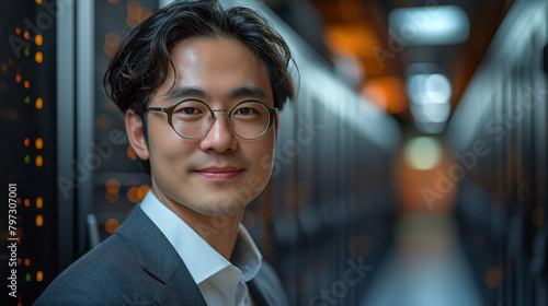 Wallpaper Mural サーバールームに立つ男性ビジネスマン Torontodigital.ca
