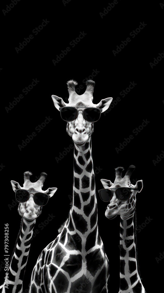 Obraz premium A giraffe wearing sun glasses wildlife animal mammal.