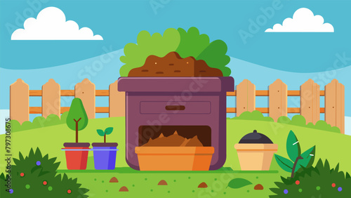 A handcrafted compost bin in a backyard turning food scraps into nutrientrich soil.