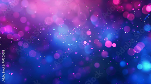 Bright abstract violet background with glitter ,Abstract dark blue gradient pink purple background texture with glitter defocused sparkle bokeh circles and stars. Beautiful backdrop with bokeh light 