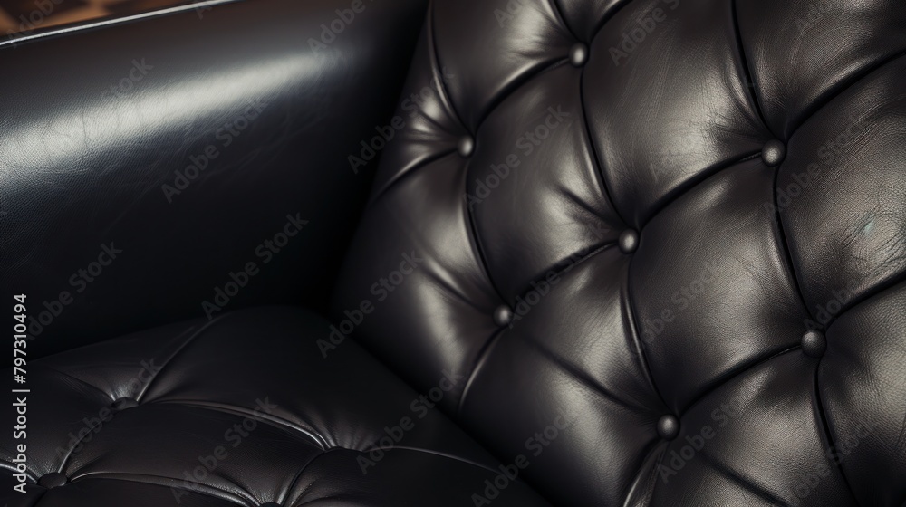 Obraz premium a close up of a black leather chair