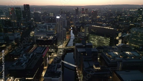 Wallpaper Mural Twilight Manchester landscape with illuminated buildings Torontodigital.ca