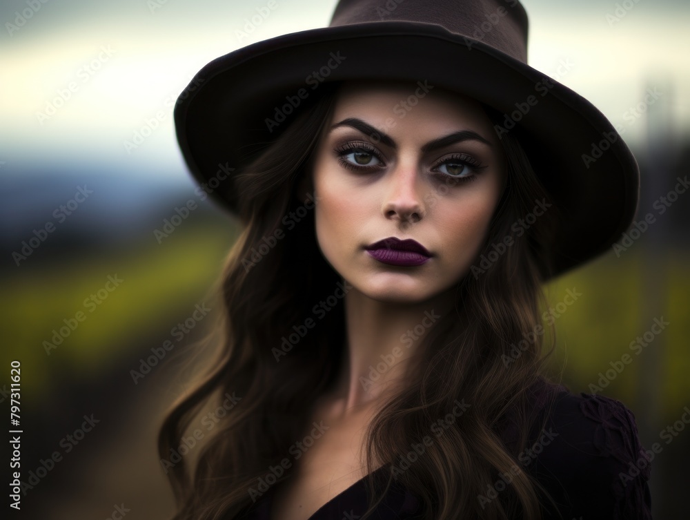 a woman with long hair wearing a hat a woman with long hair wearing a hat