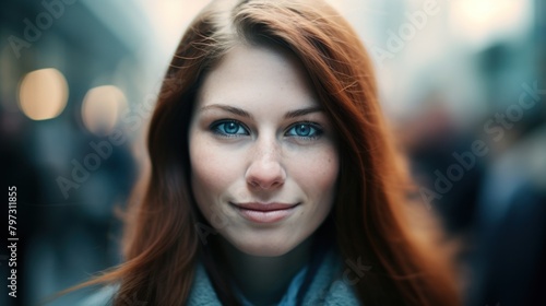 a woman with blue eyes and red hair © Balaraw