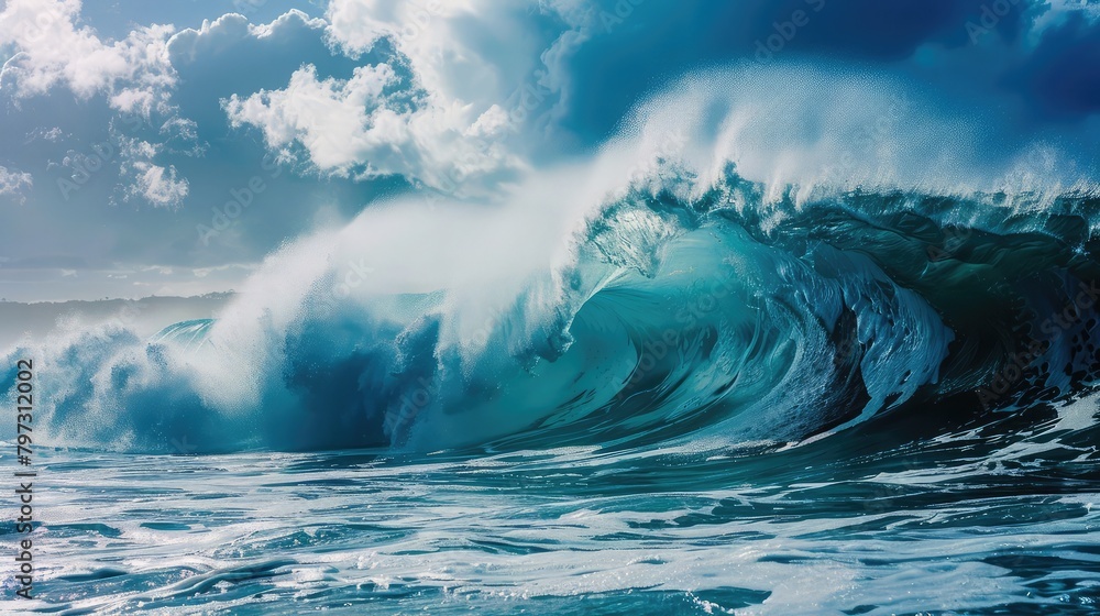 Powerful Crashing Surfing Wave Waimea Bay Hawaii.
