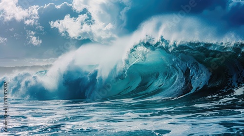 Powerful Crashing Surfing Wave Waimea Bay Hawaii.