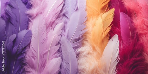 a group of colorful feathers photo