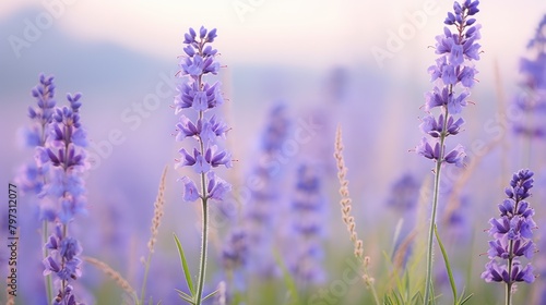 a close up of purple flowers