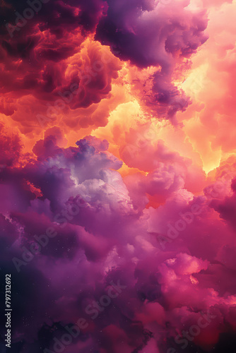 Surreal Crimson and Violet Skyscape with Vivid Clouds