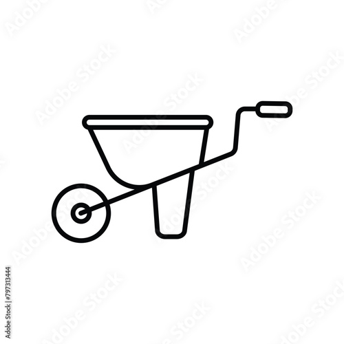 wheelbarrow icon with white background vector stock illustration
