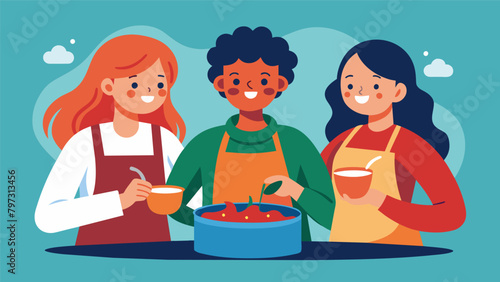 Three college roommates crowded around a pot of bubbling bolognese sauce swapping stories and tips on how to infuse flavors into their gourmet dishes..