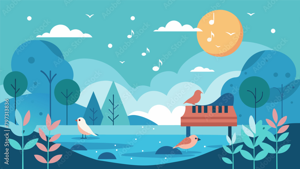 The sound of chirping birds mixed with soothing piano melodies creates a peaceful ambiance allowing you to fully unwind and relax.. The sound of chirping birds mixed with soothing piano melodies creates a peaceful ambiance allowing you to fully unwind and relax..
