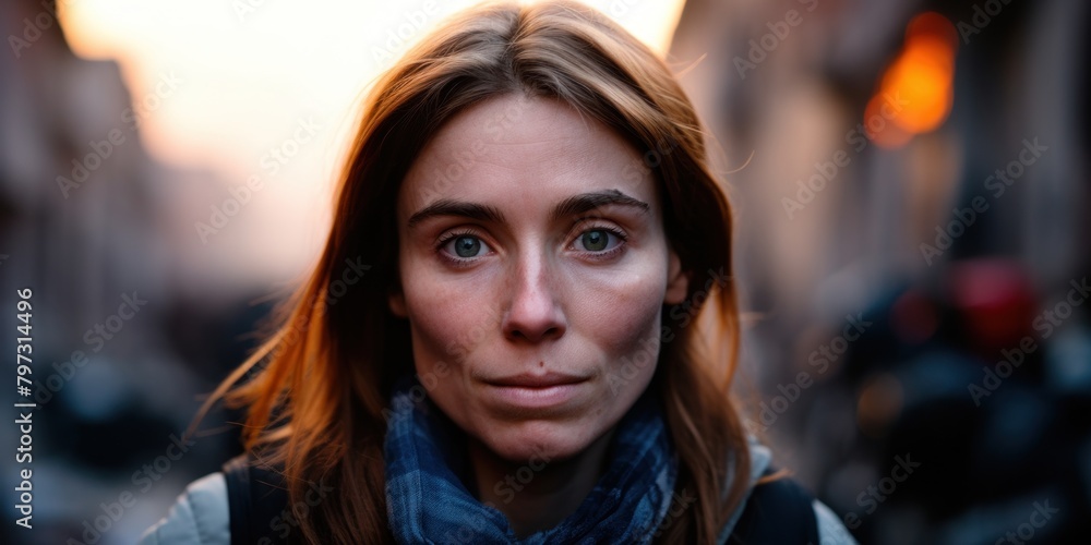 a woman with long hair and blue scarf a woman with long hair and blue scarf
