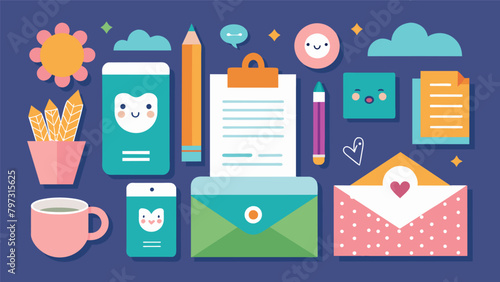 A personalized stationery collection with a playful pattern and customizable color scheme perfect for kids to send letters to their friends and.