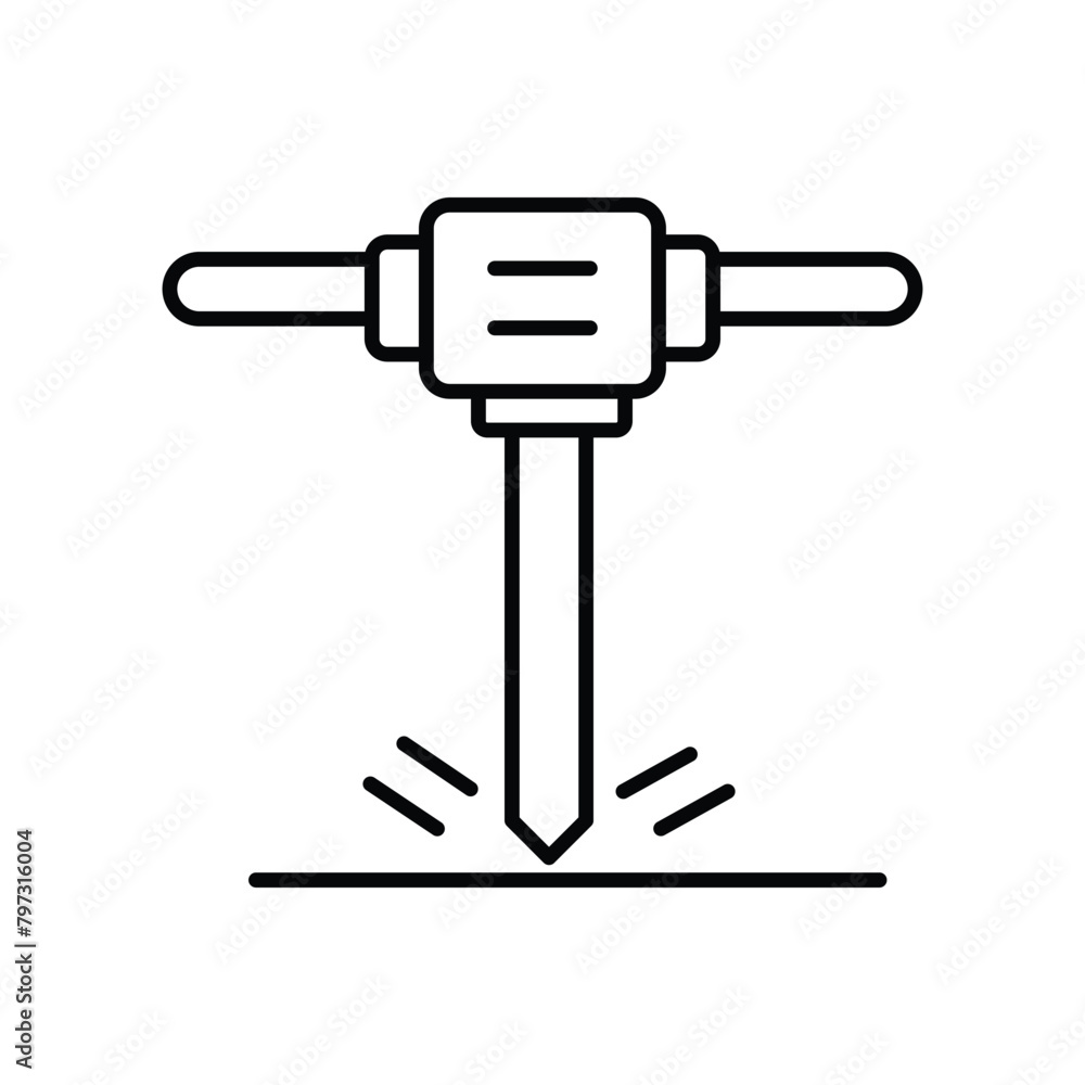 jackhammer icon with white background vector stock illustration jackhammer icon with white background vector stock illustration