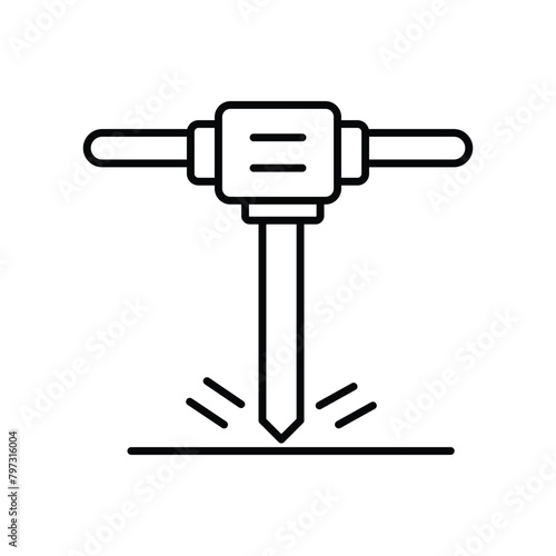 jackhammer icon with white background vector stock illustration