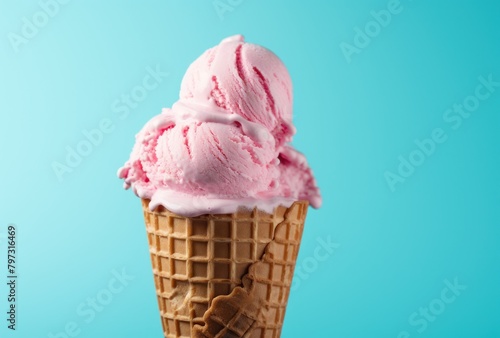 a pink ice cream cone