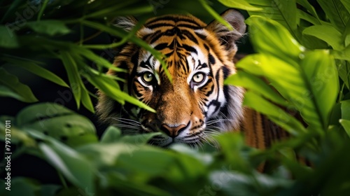 a tiger looking at the camera