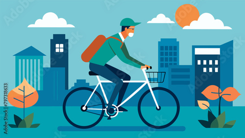 A person is seen riding a bicycle to work demonstrating the economic and ecofriendly choice of alternative transportation.