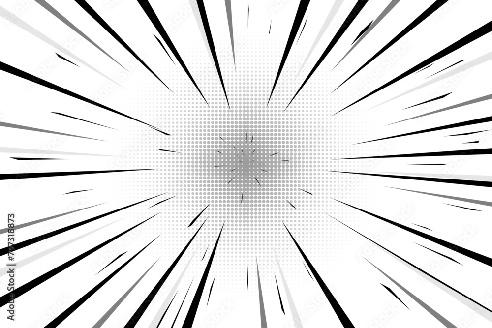 Obraz premium BLACK AND WHITE COMIC ZOOM BACKGROUND VECTOR FREE