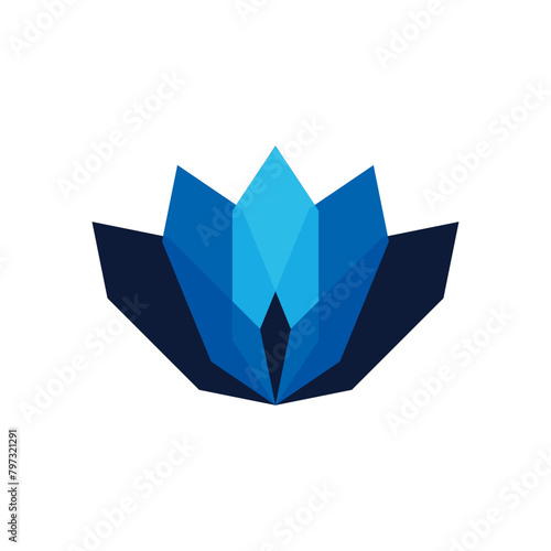 illustration blue crystal flower logo vector design. Suitable for logo brand, logo icon, etc 
