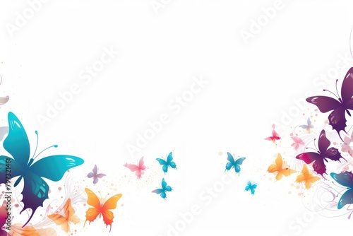 Butterfly line horizontal border backgrounds pattern white background.