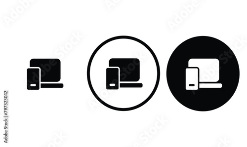 icon Link to Computer black outline for web site design 
and mobile dark mode apps 
Vector illustration on a white background photo