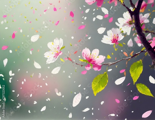 春の日に舞い散る桜の花びら