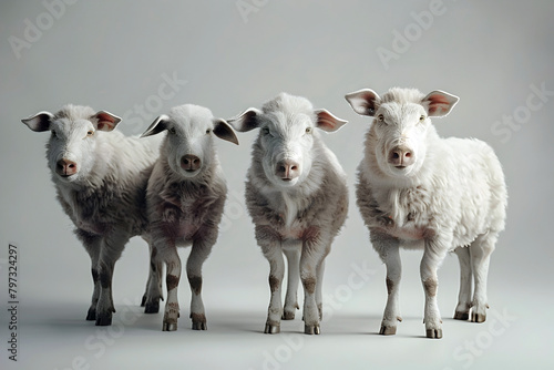 Flock of Domesticated Sheep Showcasing the Effects of Selective Breeding on Phenotypic Traits photo