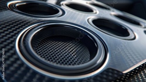 Close up of car audio screen panels. AI generated image hyper realistic 