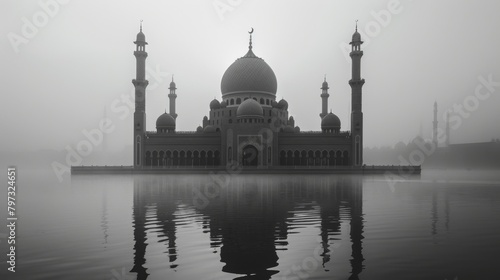 A beautiful serene mosque background for graphic design © Leli