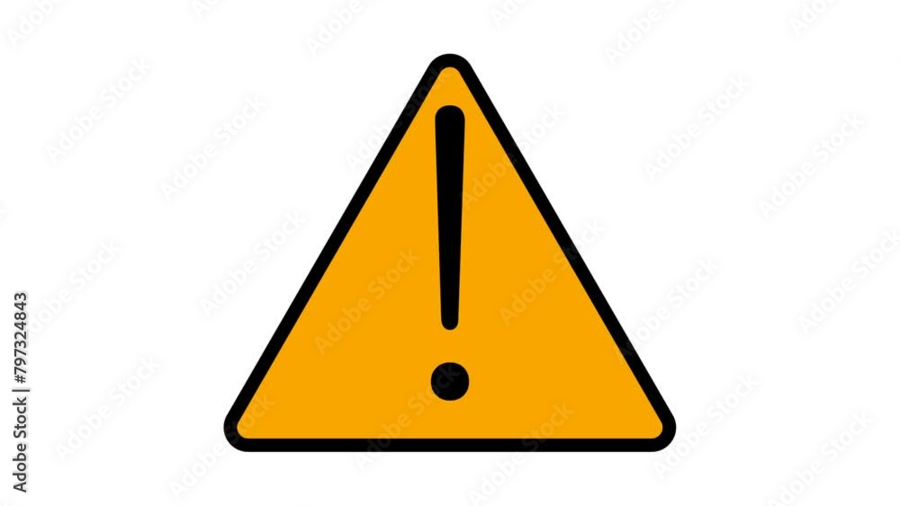 Warning exclamation sign, mark in yellow triangle for Caution, Notice, Alert, road safety. 4k motion graphics with alpha channel transparent background. Warning exclamation sign, mark in yellow triangle for Caution, Notice, Alert, road safety. 4k motion graphics with alpha channel transparent background.