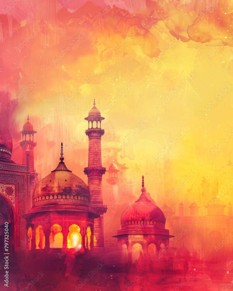 A beautiful serene mosque background for graphic design