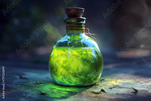 Mesmerizing Elixir of Ageless Enchantment - Isolated Potion Bottle in Ethereal Botanical Dreamscape