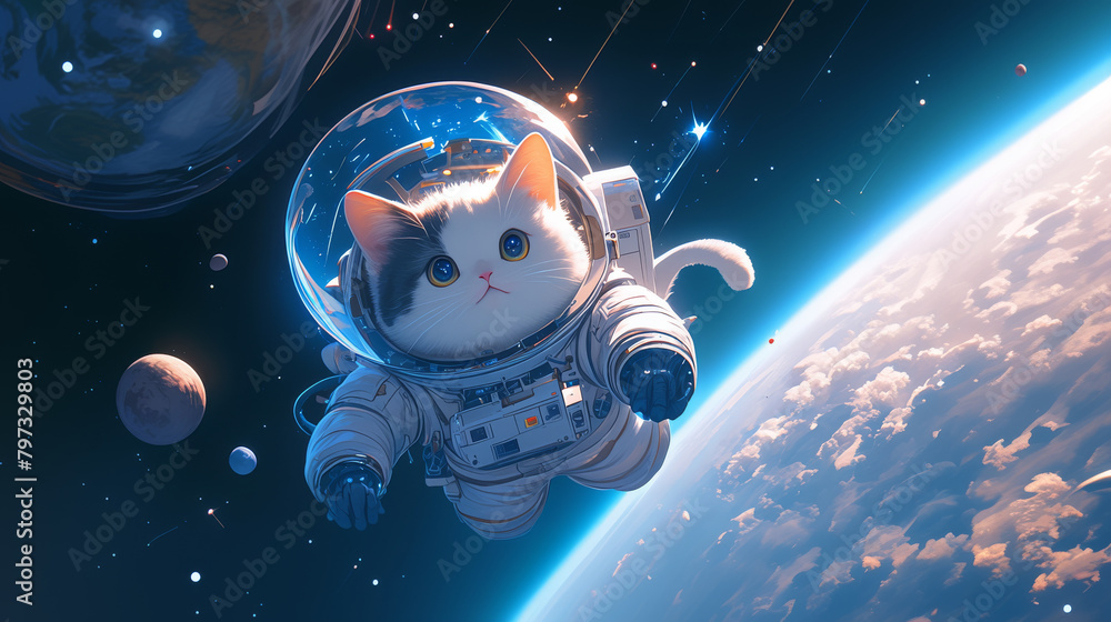 Cat astronauts floating in space Cat astronauts floating in space