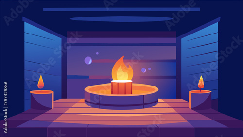 The gentle flicker of candlelight in a candlelit sauna creating a serene and soothing ambiance for individuals to let go of their worries and.