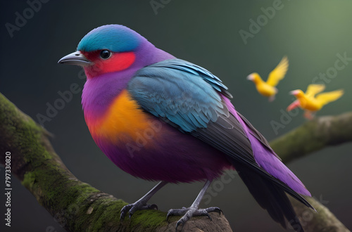 A colorful bird with beautiful natural place